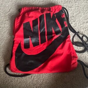 Nike Red and Black Drawstring Backpack